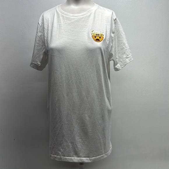 Apple Tops - Apple T-Shirt  Emoji Mind Blown Embrodried Apple Park Infinite Loop White Small